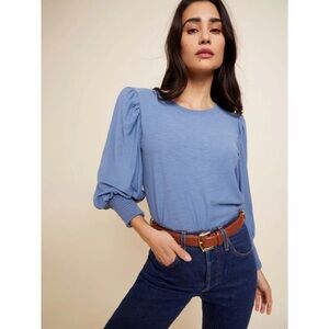 Nation LTD Loren Blouse Long Sleeve Peasant Smocked Top Womens Size XL